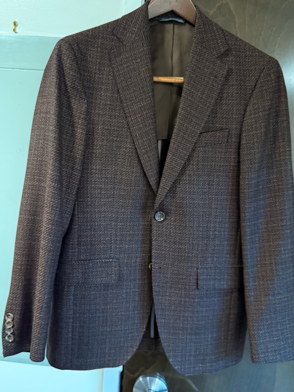 Men's Jack Victor Textured Brown Sport Coat - Tailored Two-Button Blazer - Picture 2 of 14
